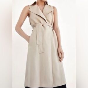 Massimo Dutti Beige Sleeveless Trench Coat